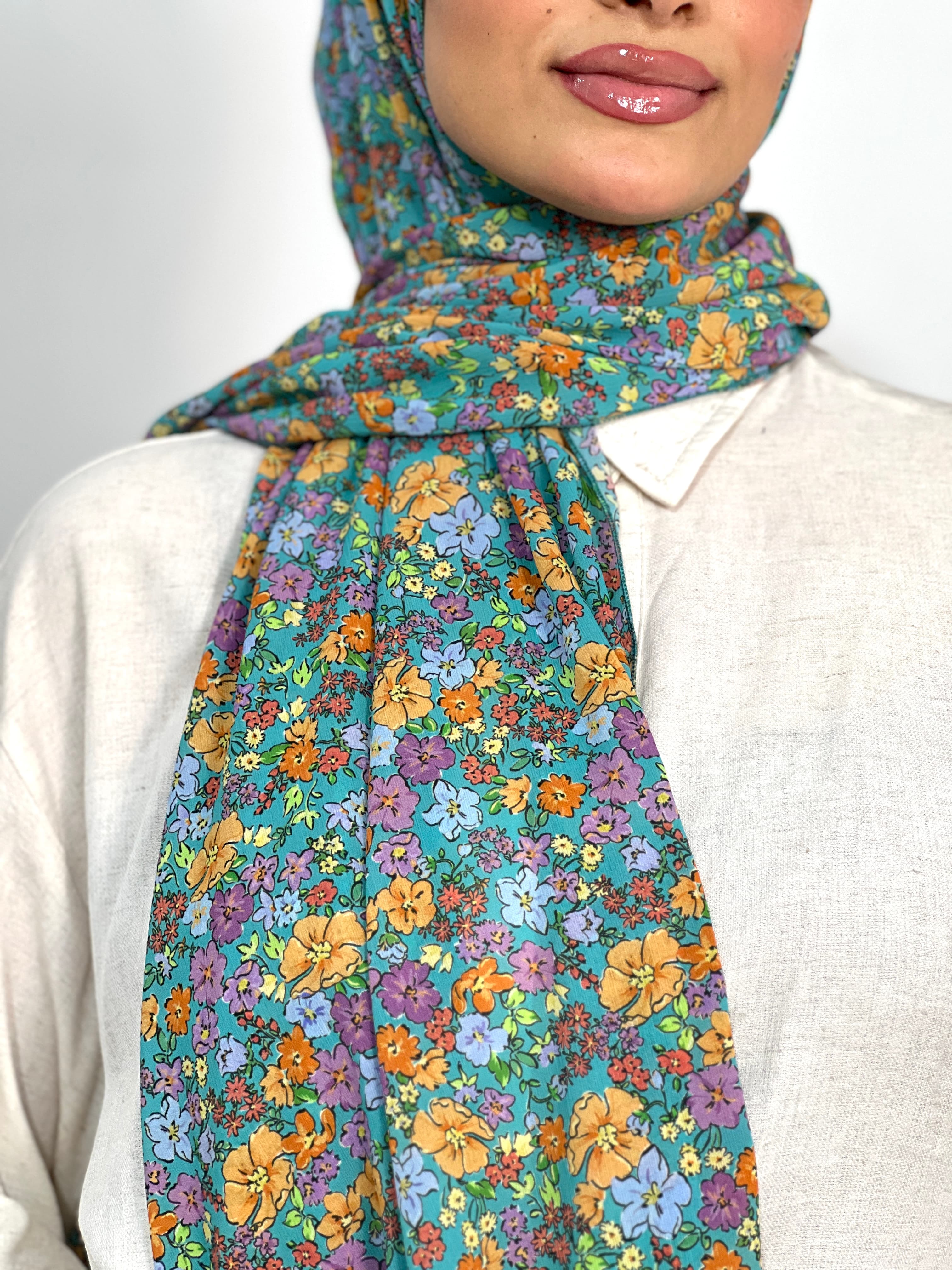 Allurina scarf - "Teal Florette"