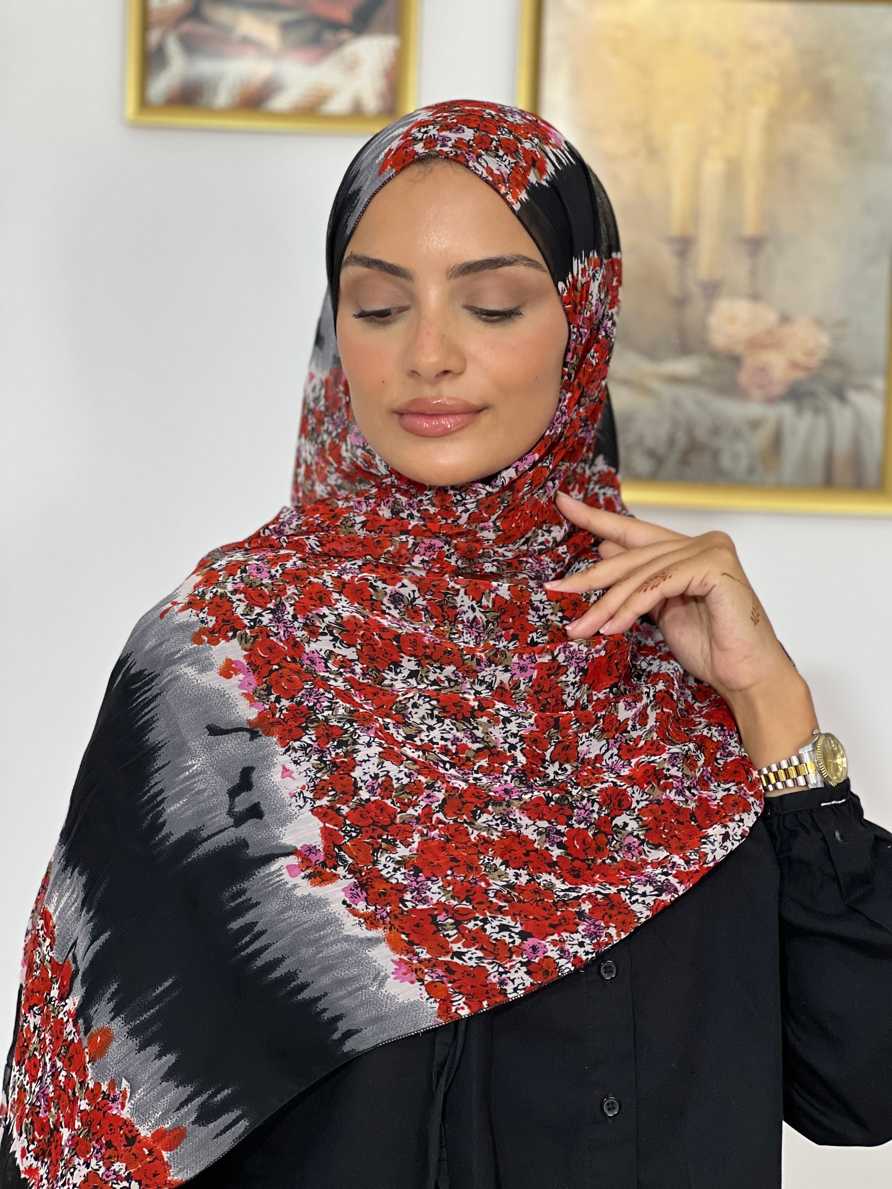 Allurina scarf - "Crimson Ombre"