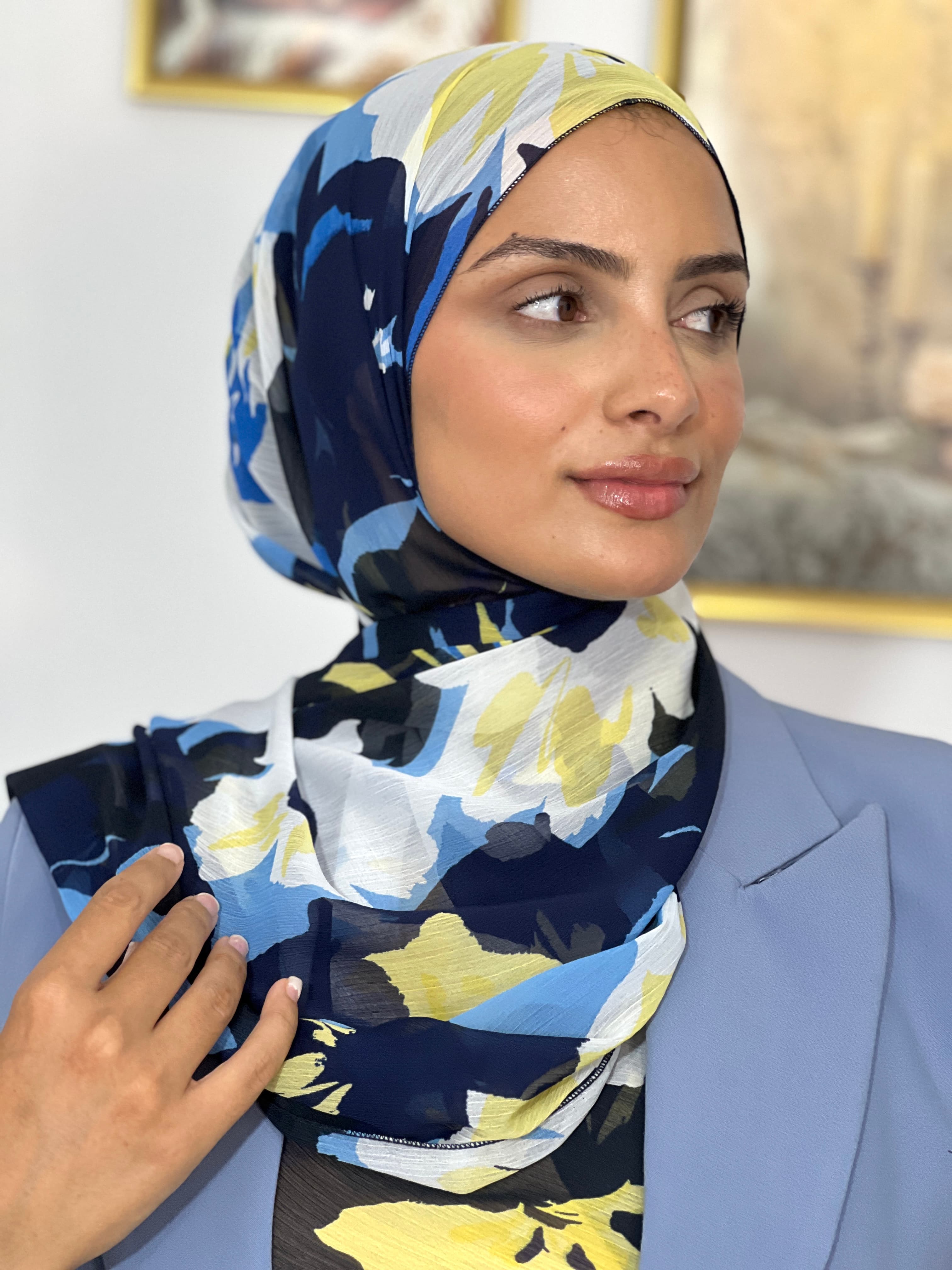 Allurina scarf - "Cobalt Leaves"