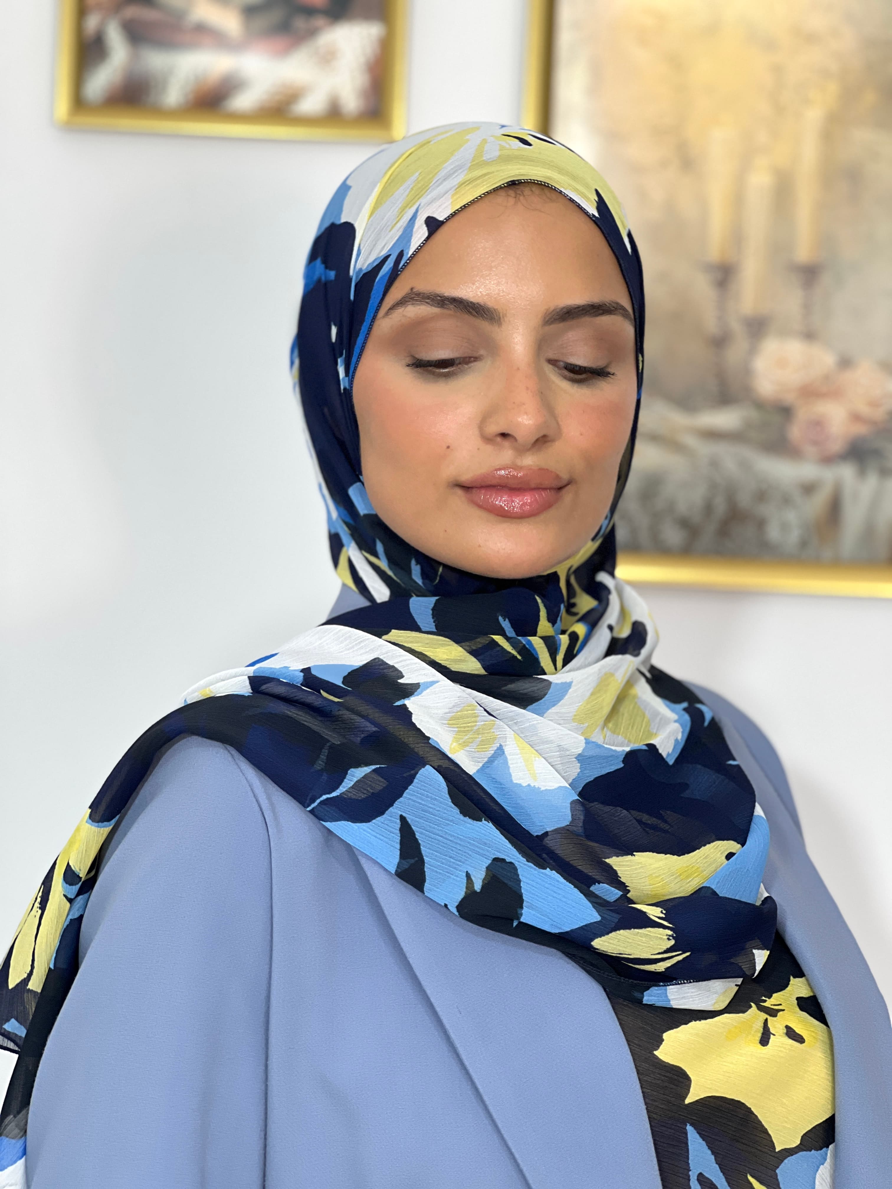 Allurina scarf - "Cobalt Leaves"