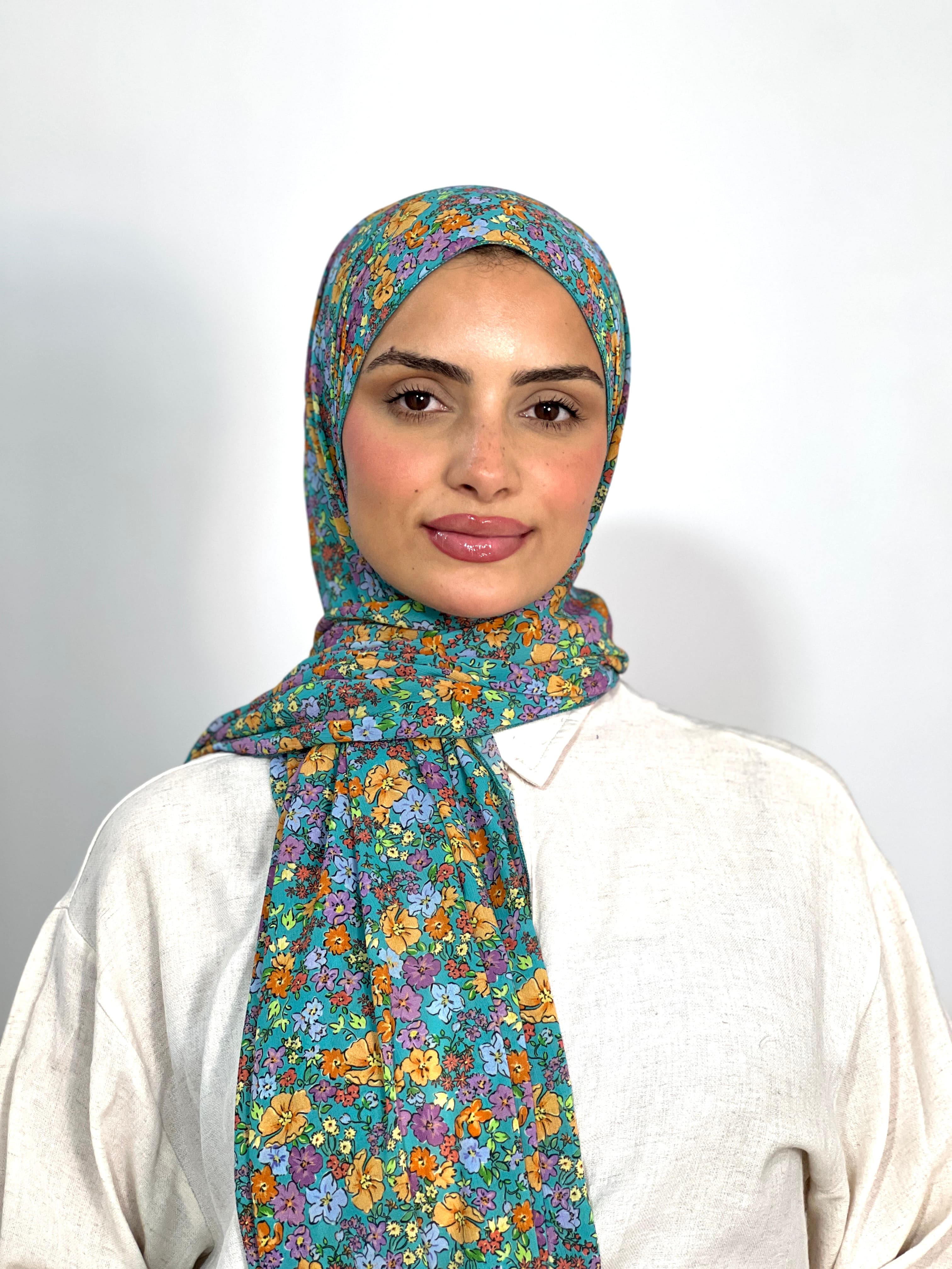 Allurina scarf - "Teal Florette"