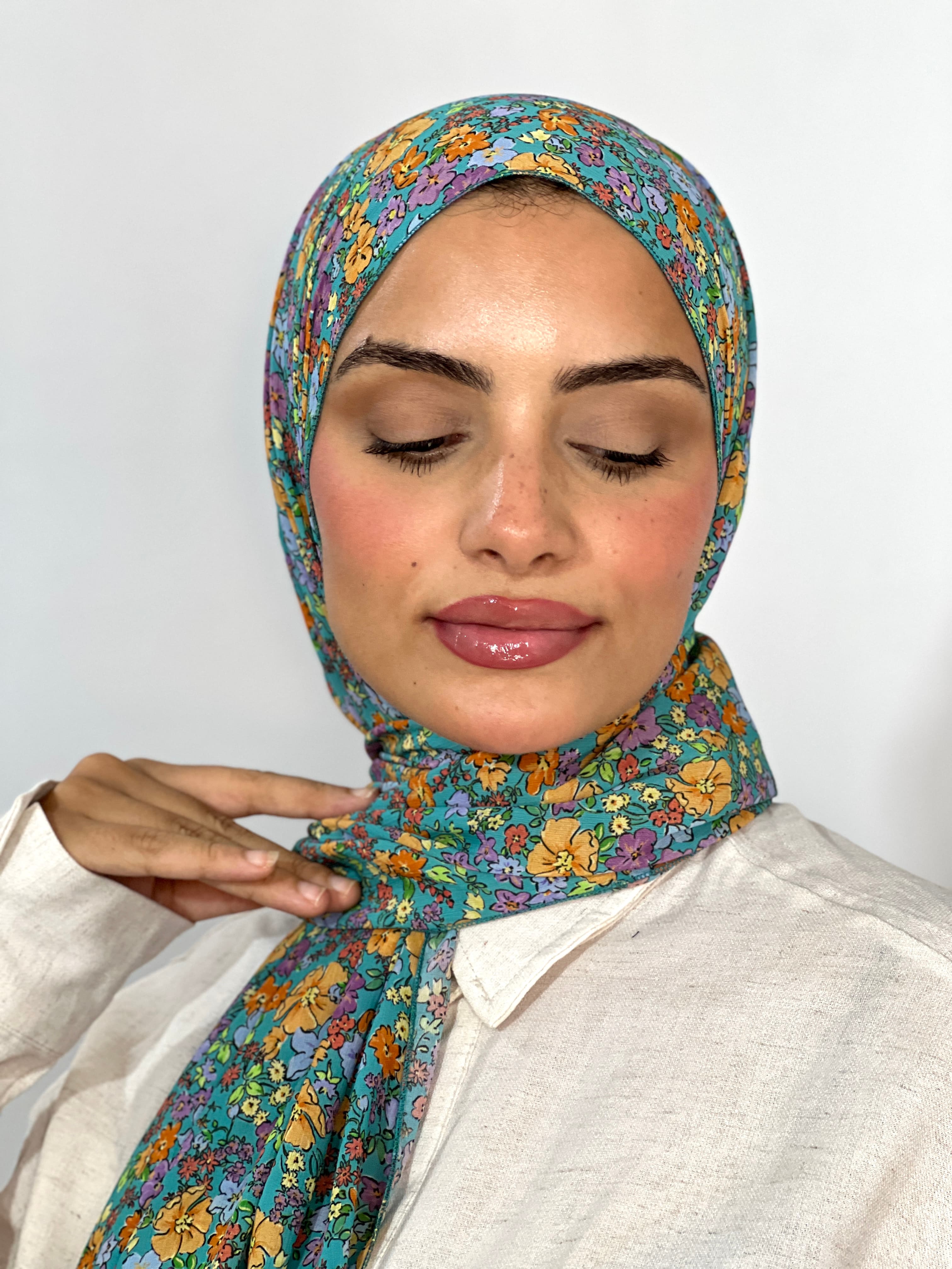 Allurina scarf - "Teal Florette"