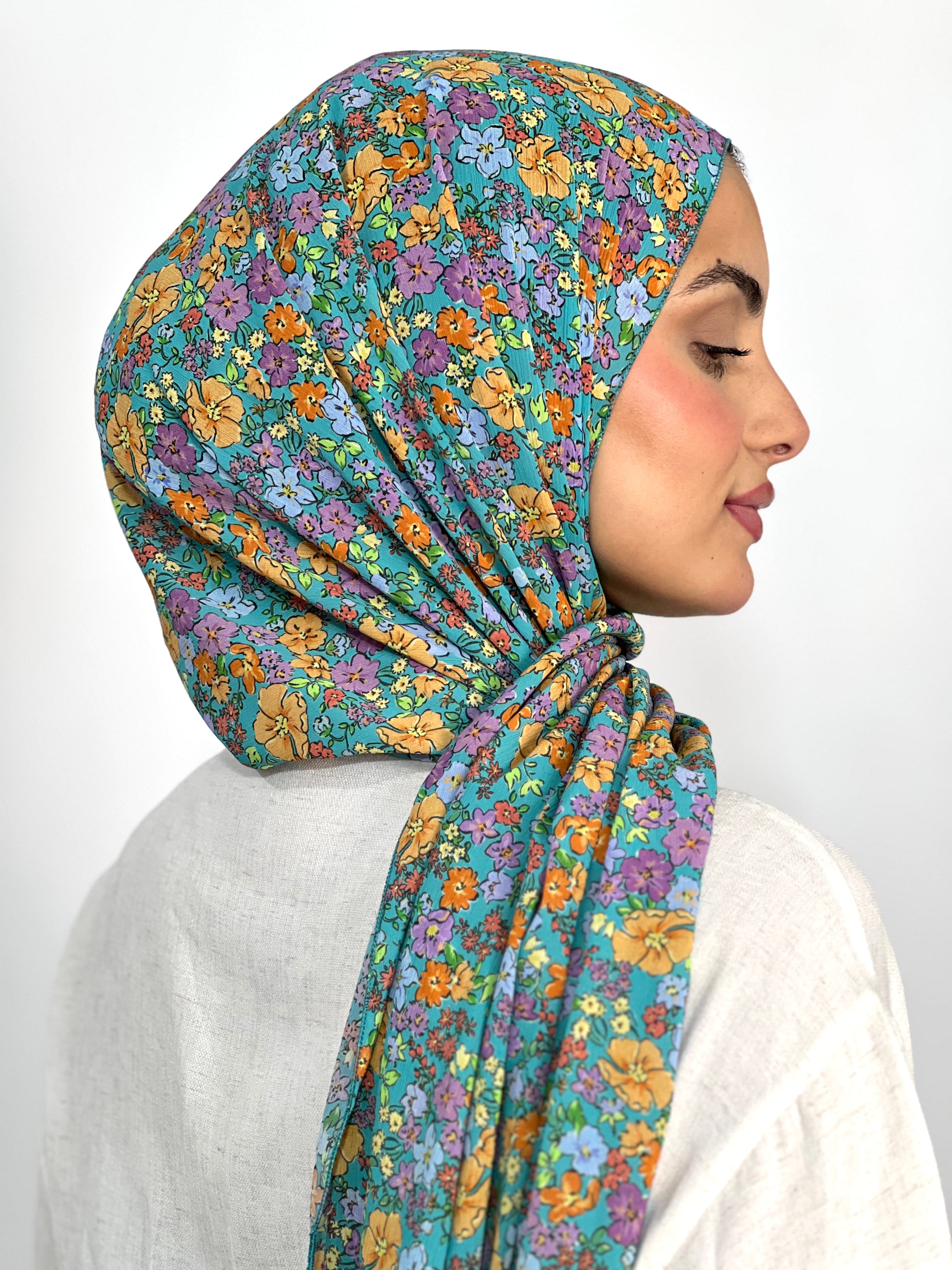 Allurina scarf - "Teal Florette"